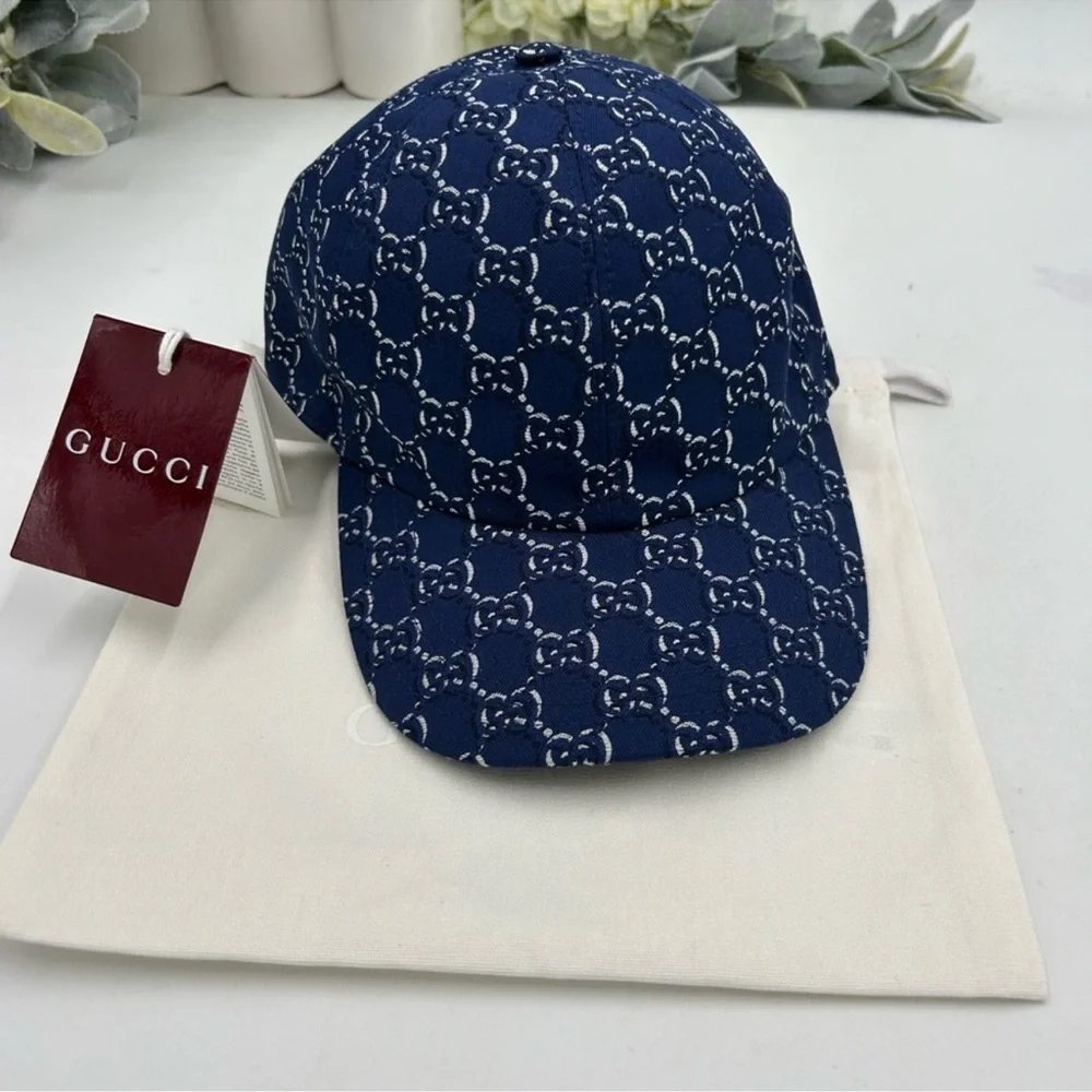 Men’s Gucci, blue shadow GG adjustable baseball cap size medium, made in Italy